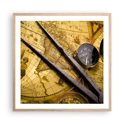 Poster în ramă de stejar deschis - Unde sunt aceste comori? - 60x60 cm
