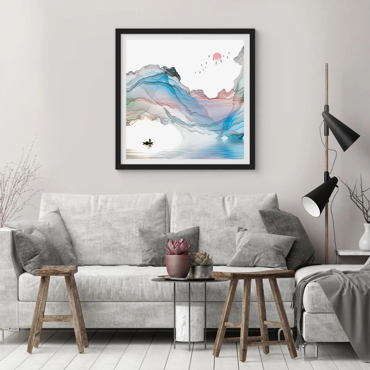 Poster în ramă neagră - Spre munții de cristal - 30x30 cm