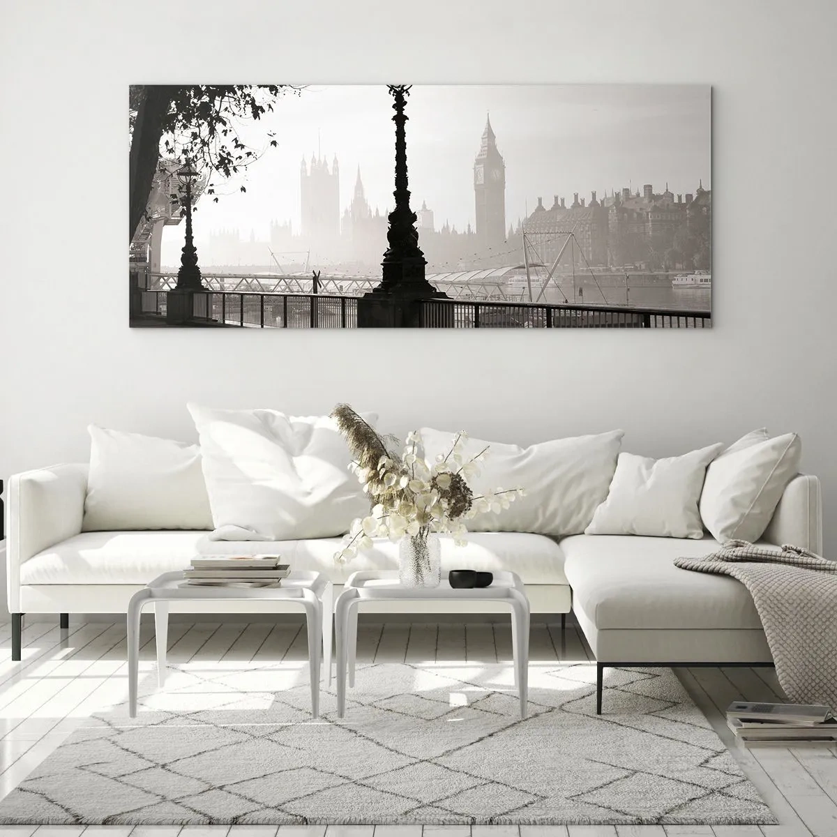 Tablou pe sticlă - Londra de dimineața - 100x40 cm