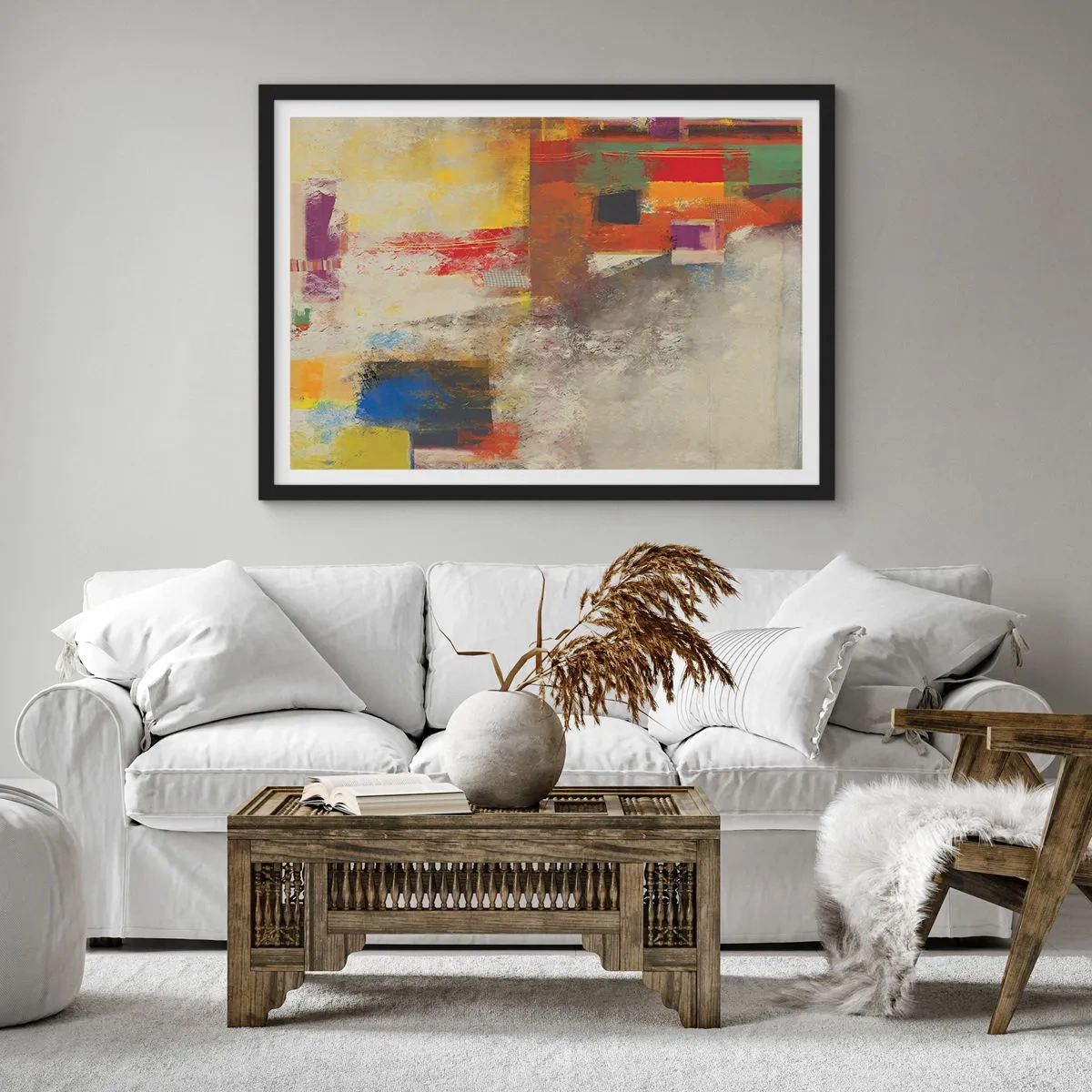 Poster în ramă neagră - Geometria culorilor - 50x40 cm