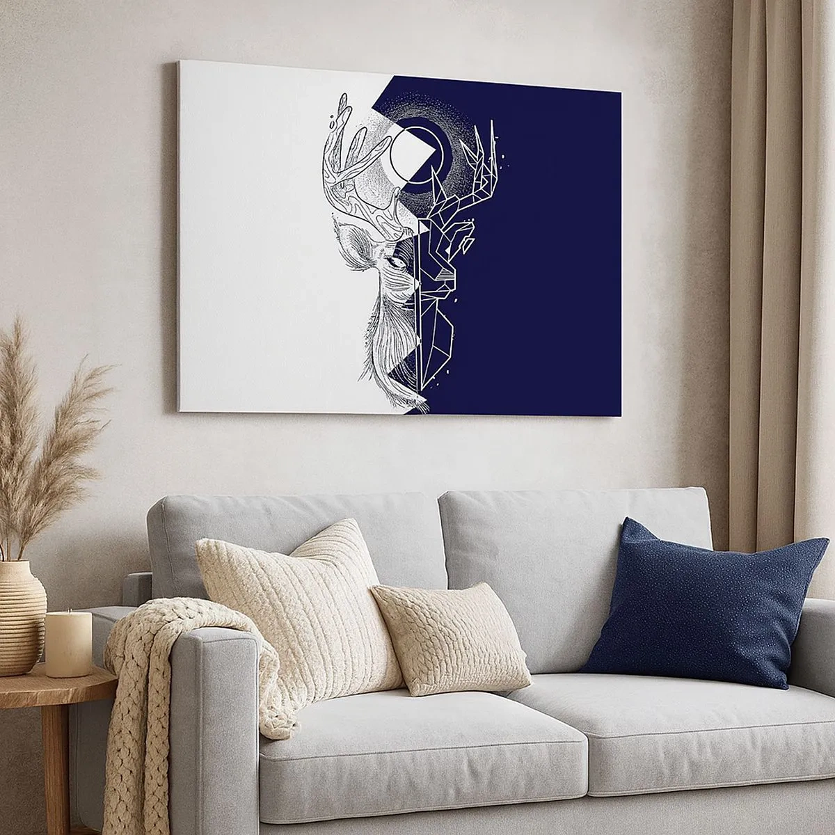 Tablou pe pânză Canvas - Geometrie și natură într-o compoziție simbolică - 70x50cm - Lupta și unitatea contrariilor - Decorațiune modernă pentru perete pentru living și dormitor ARTTOR