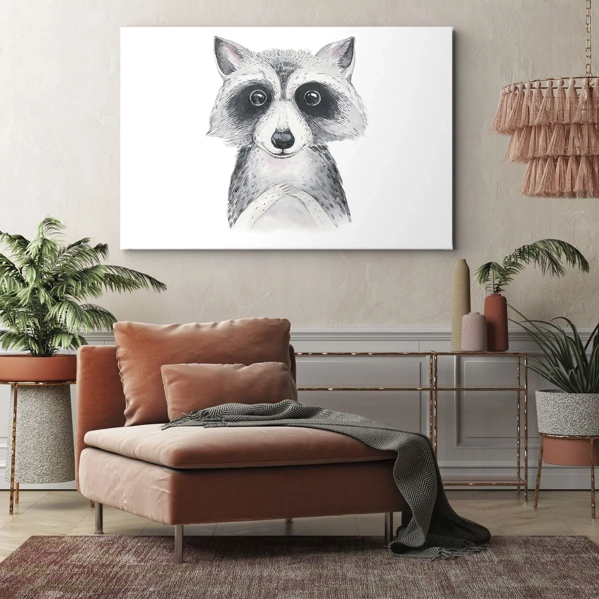 Tablou pe pânză Canvas - Portret adorabil al unui raton pe fundal alb - 70x50cm - Un moment pentru emoții - Decorațiune modernă pentru perete pentru living și dormitor ARTTOR