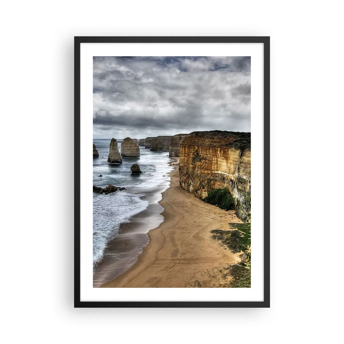 Poster în ramă neagră - Coastă pitorească cu formațiuni stâncoase - 50x70cm - Frumusețe brută - Decorațiune modernă pentru perete pentru living și dormitor ARTTOR