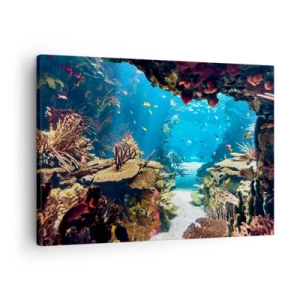 Tablou pe pânză Canvas - Lumea subacvatică cu recif de corali și pești - 70x50cm - Nu ai visat la asta - Decorațiune modernă pentru perete pentru living și dormitor ARTTOR
