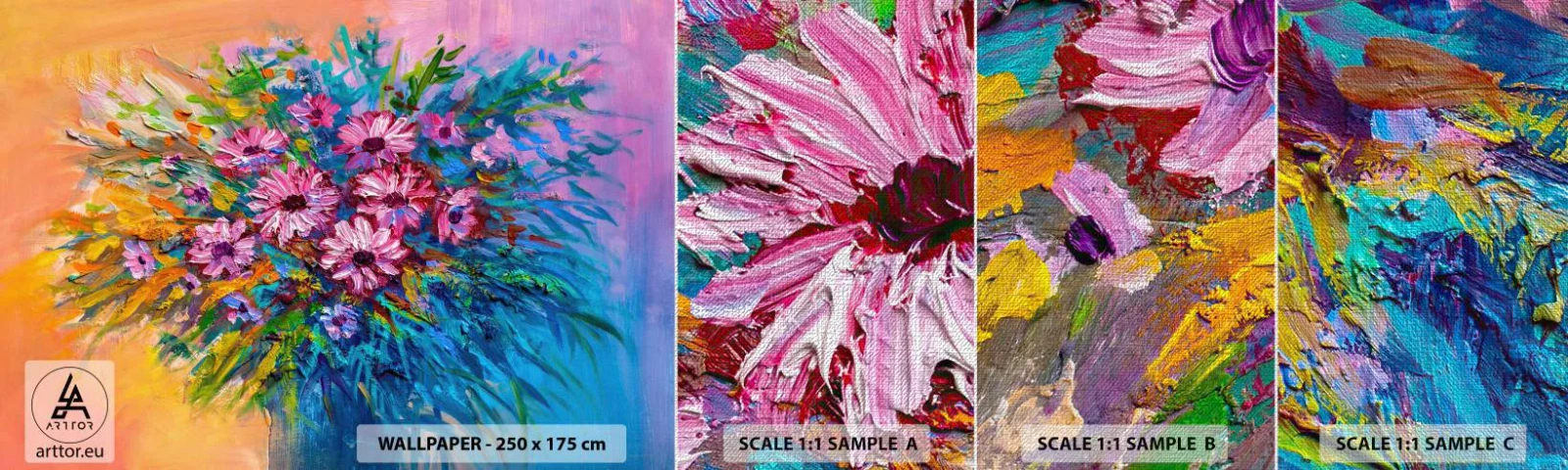 Mostră tapet Premium Canvas - Energia vieții - Flori, Buchet de flori, Grădină - 100x30 cm