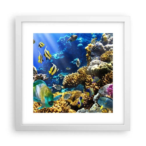 Poster în ramă albă - Trafic intens pe traseul de vacanță - 30x30 cm