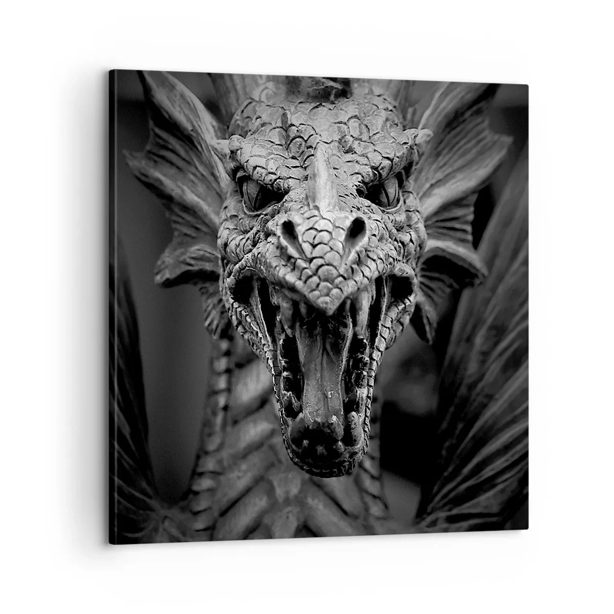 Tablou pe pânză - Dragon de basm în gri - 60x60 cm