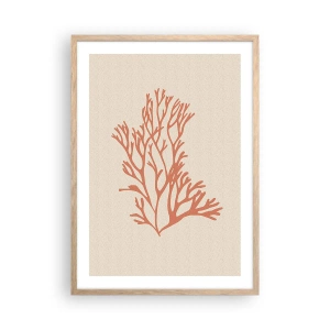 Poster în ramă de stejar deschis - Coral filigranat - 50x70 cm
