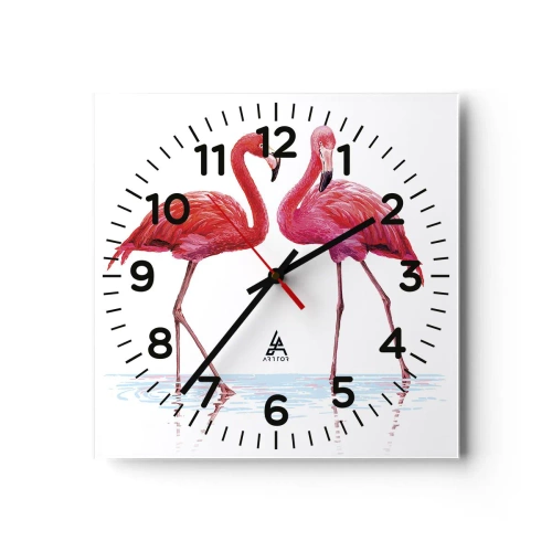 Ceas de perete - Ceas pe sticlă - Pink randez-vous - 30x30 cm