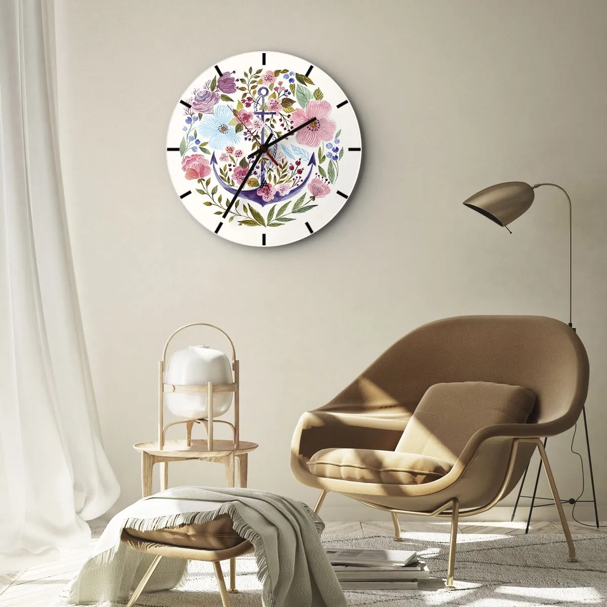 Ceas de perete - Ceas pe sticlă - Somnul bun al marinarului - 30x30 cm