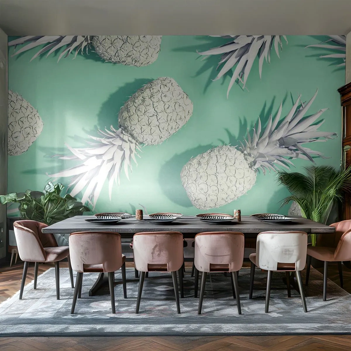 Tapet Standard Eco - Merge bine cu mentă - Abstracția, Ananas, Bucată - 400x280 cm
