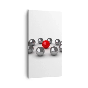 Tablou pe pânză - Cerc în argintiu și roșu - 55x100 cm