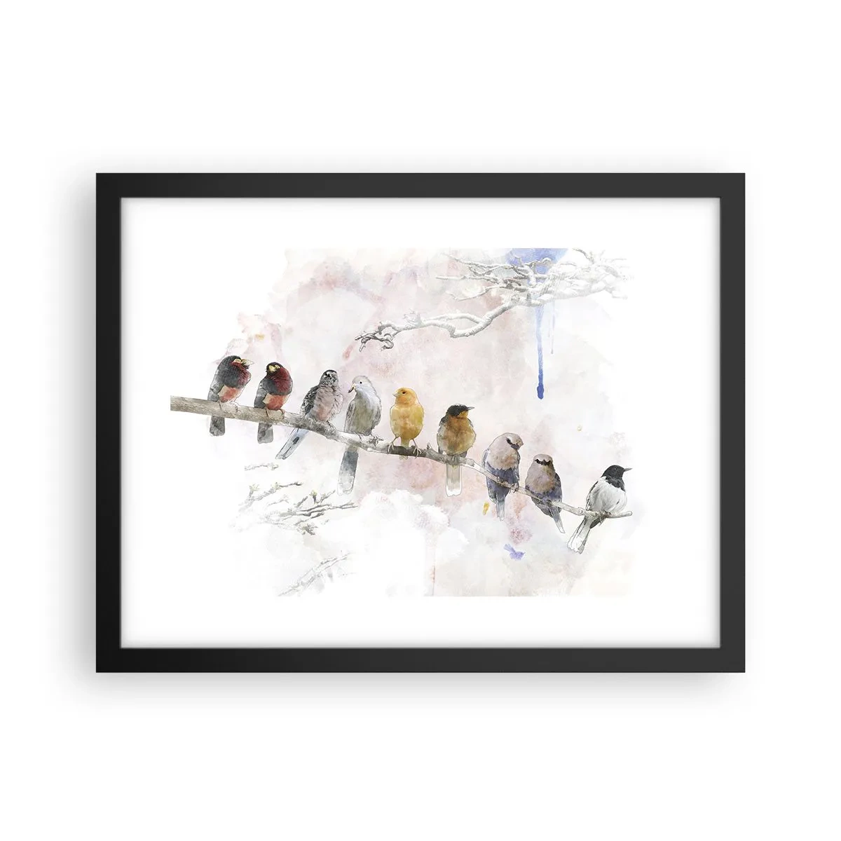 Poster în ramă neagră - Întâlnire înaripată - 40x30 cm