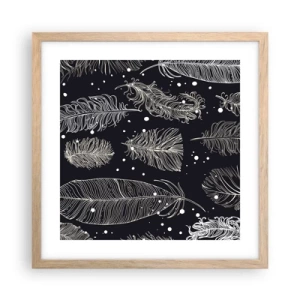 Poster în ramă de stejar deschis - Dantelă cu pene - 40x40 cm