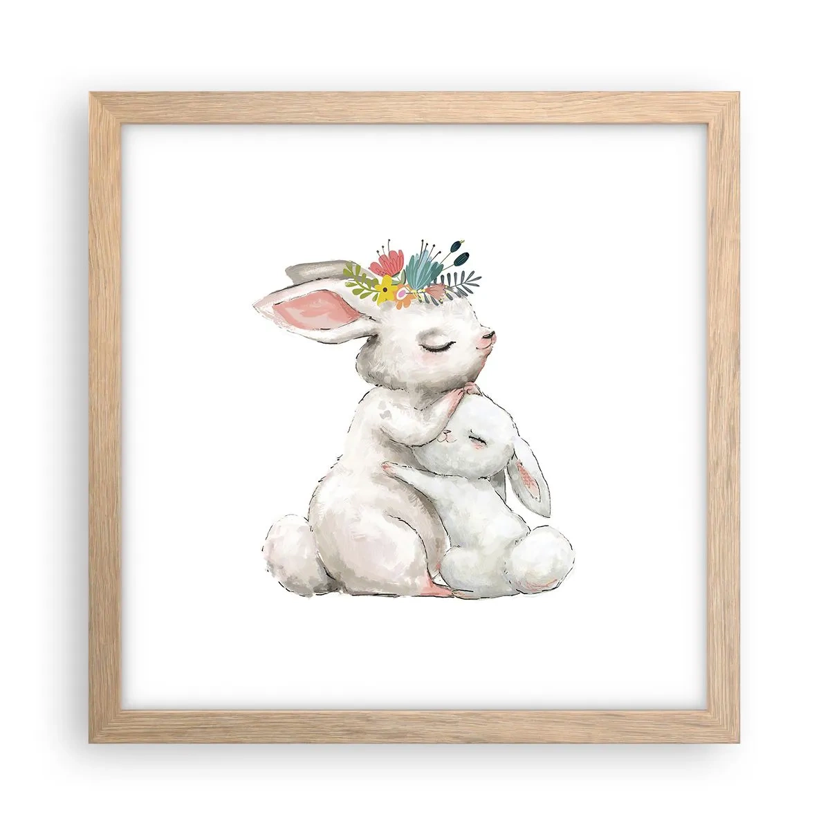 Poster în ramă de stejar deschis - Ca la mama - 30x30 cm