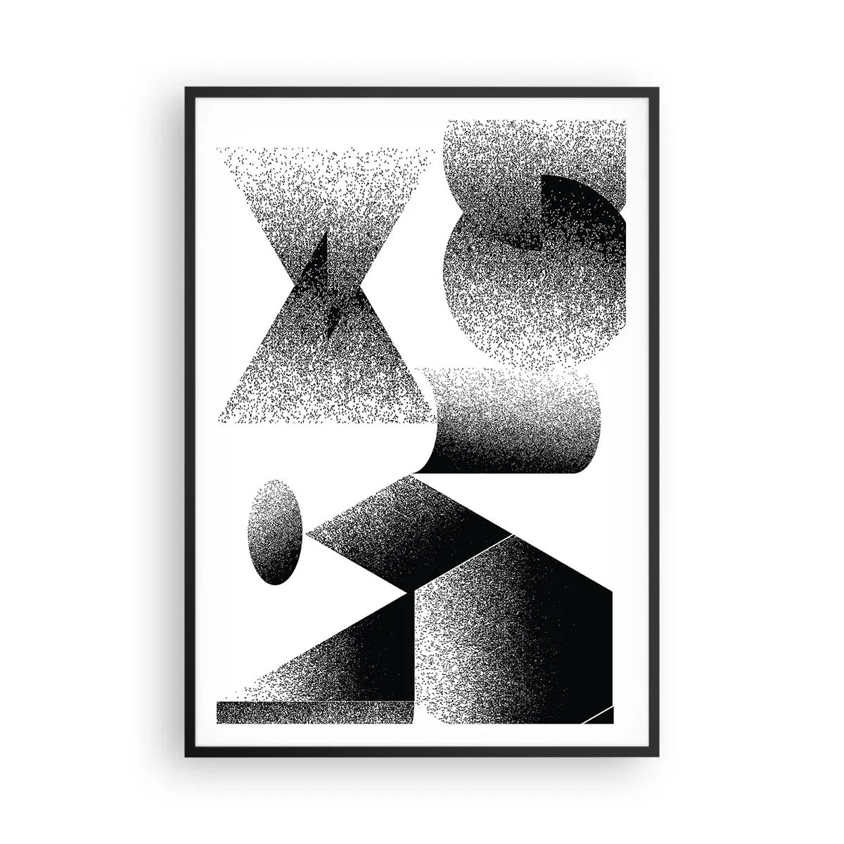 Poster în ramă neagră - Unghiuri și ovale - 70x100 cm