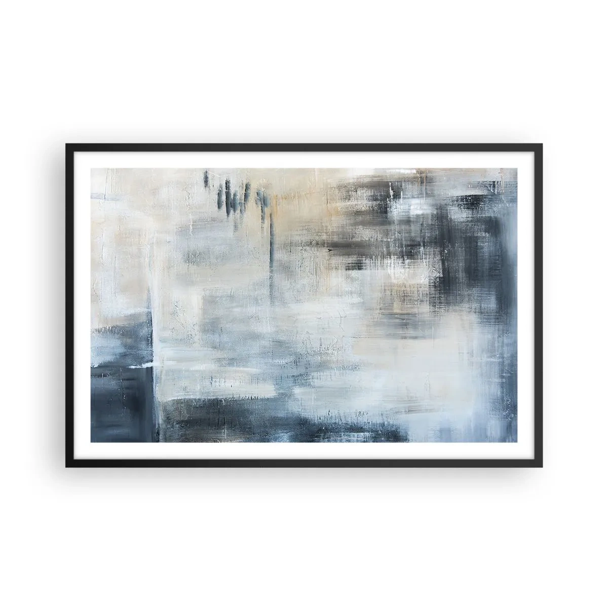 Poster în ramă neagră - În spatele unui voal albastru - 91x61 cm