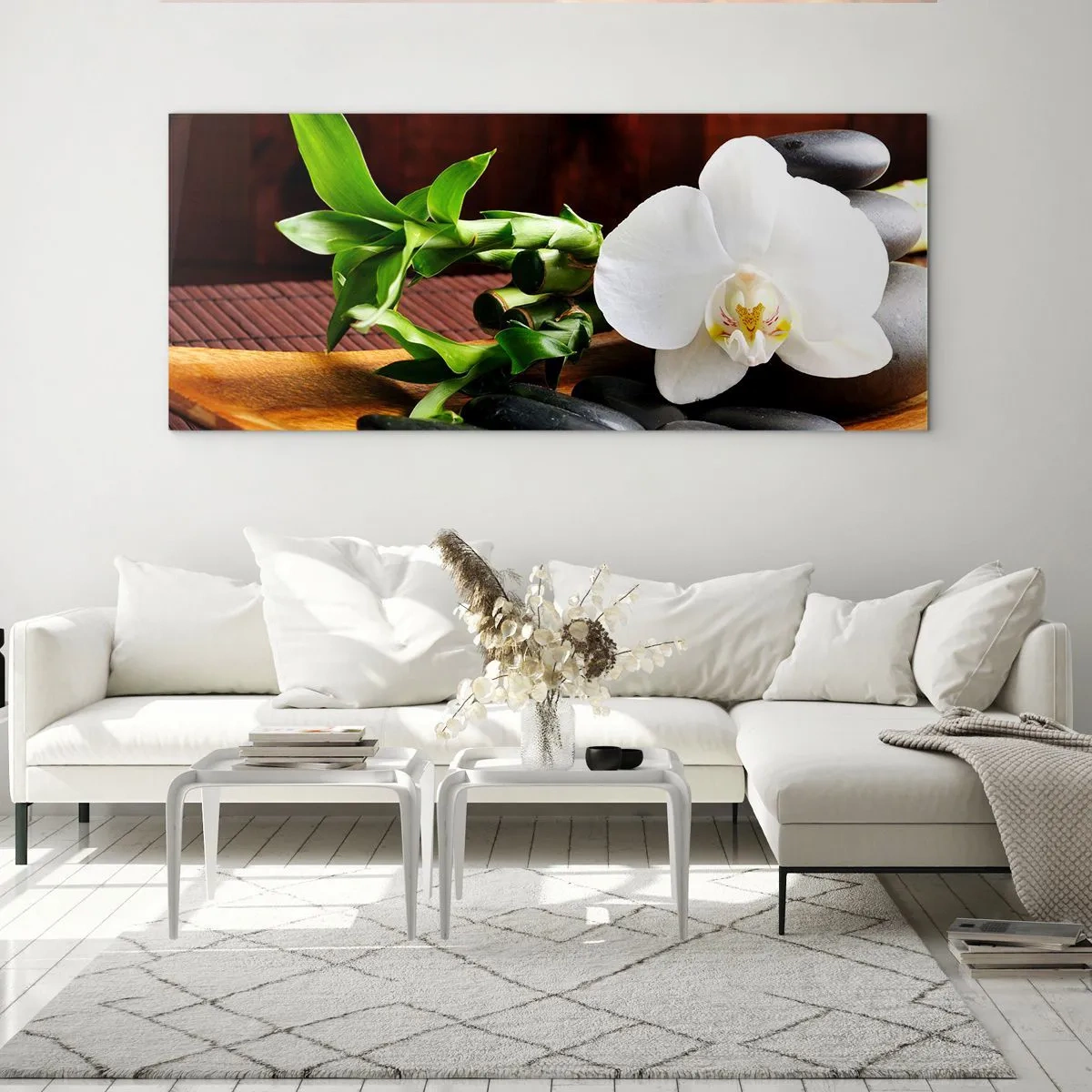 Tablou pe sticlă - Lasă natura să te atingă - 90x30 cm