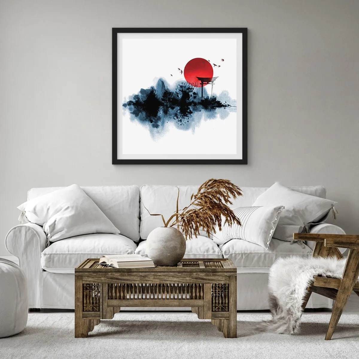 Poster în ramă neagră - O vedere japoneză - 30x30 cm