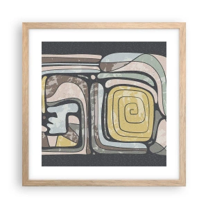 Poster în ramă de stejar deschis - Abstracție în spirit precolumbian - 40x40 cm