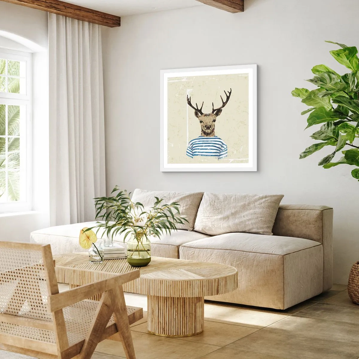 Poster în ramă albă - Pentru că îmi plac cămășile cu dungi! - 60x60 cm