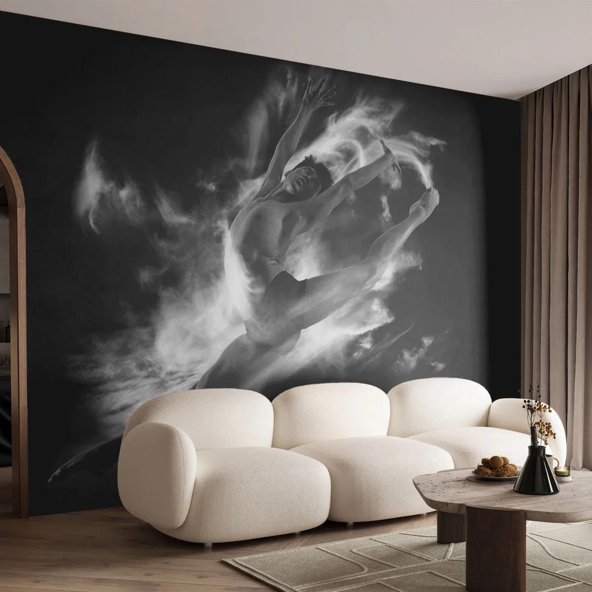 Tapet Premium Sand - Oprit în zbor - Dansator, Balet, Cultură - 300x210 cm