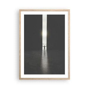 Poster în ramă de stejar deschis - Un pas spre un viitor luminos - 50x70 cm