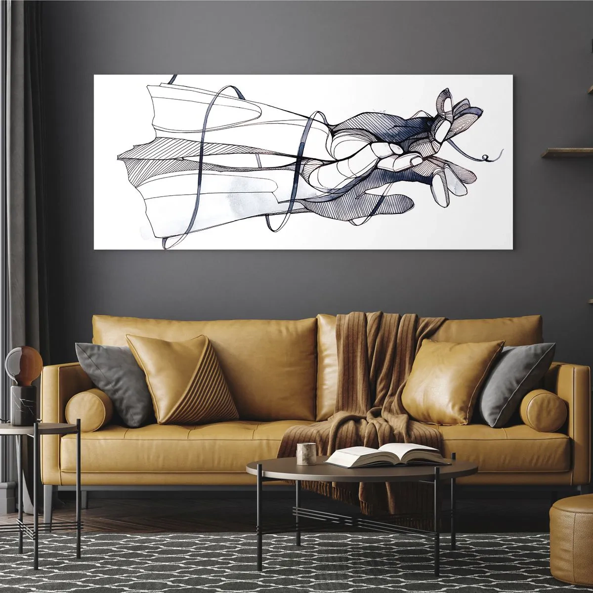 Tablou pe sticlă - Un studiu al atingerii - 100x40 cm