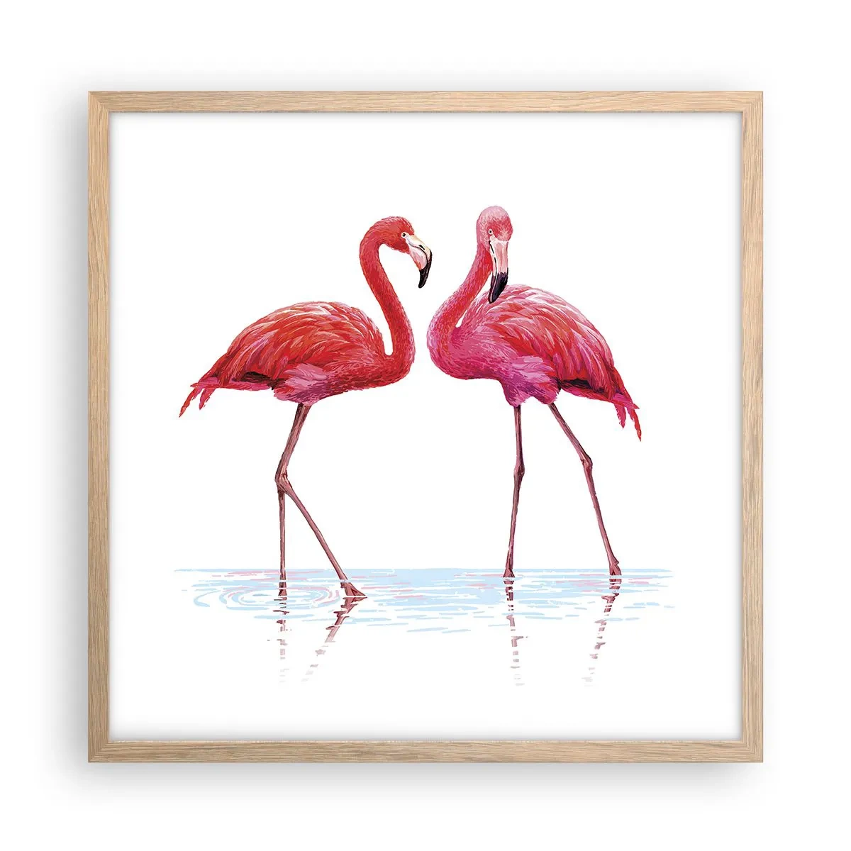 Poster în ramă de stejar deschis - Pink randez-vous - 50x50 cm