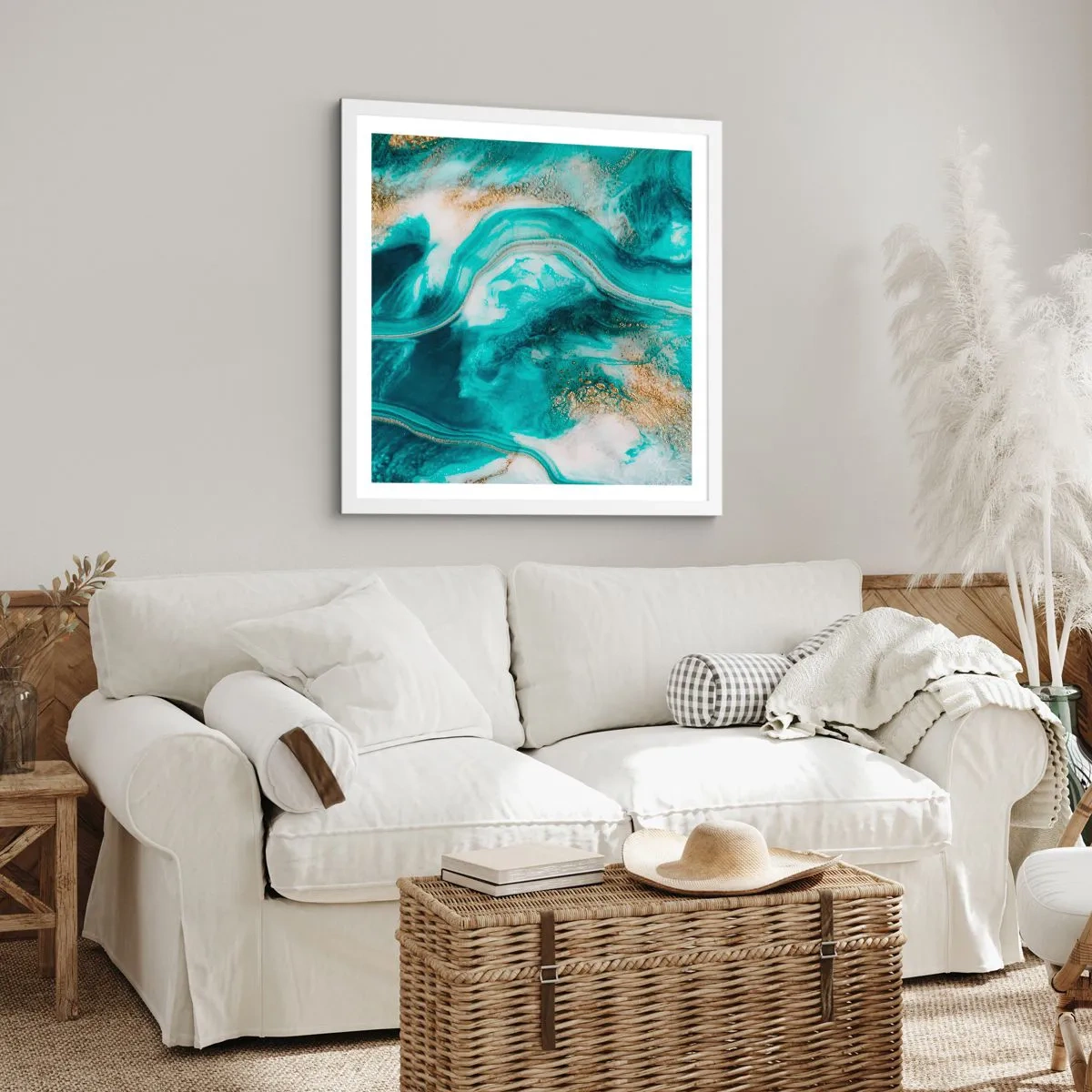 Poster în ramă albă - Râul de aur - 60x60 cm