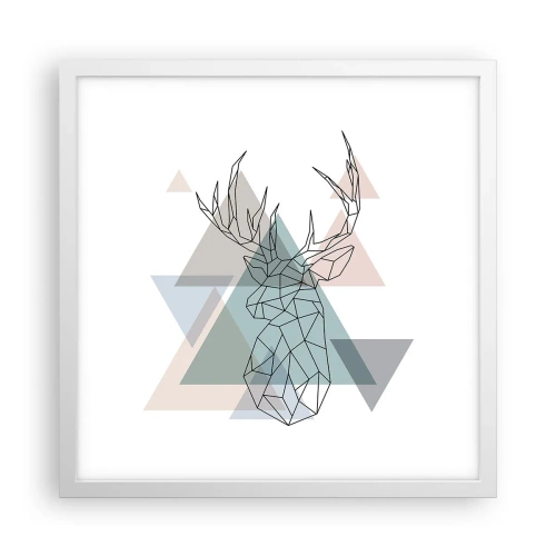 Poster în ramă albă - Într-o pădure geometrică - 40x40 cm