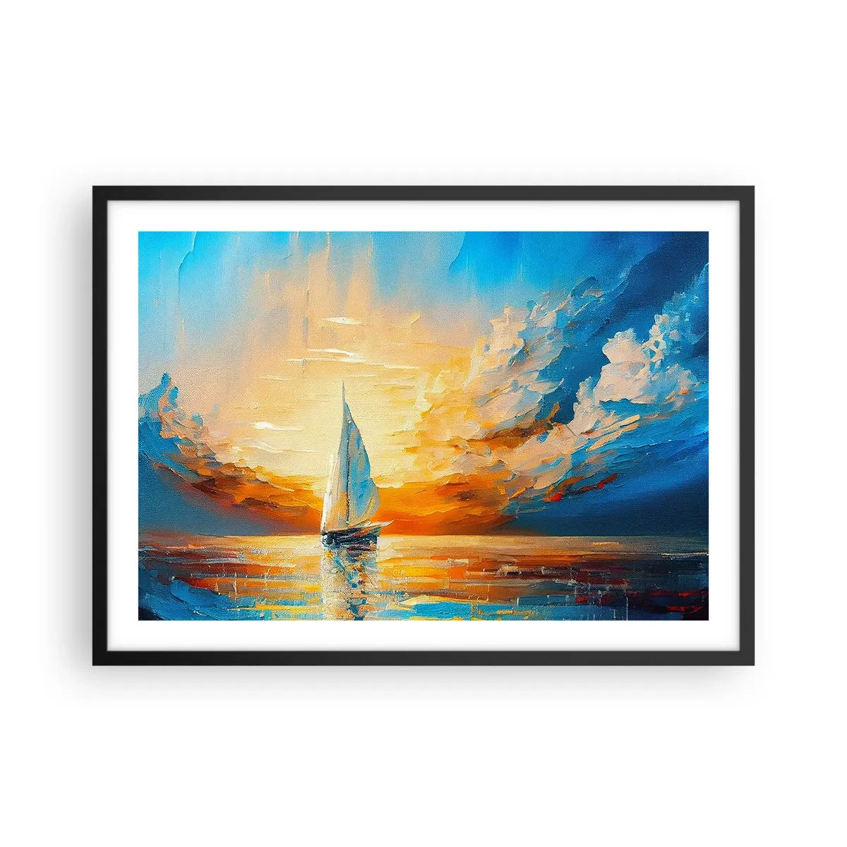 Poster în ramă neagră - Navigare prin aur - 70x50 cm