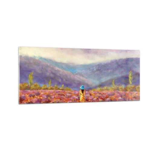 Tablou pe sticlă - Într-o lume de lavandă - 100x40 cm