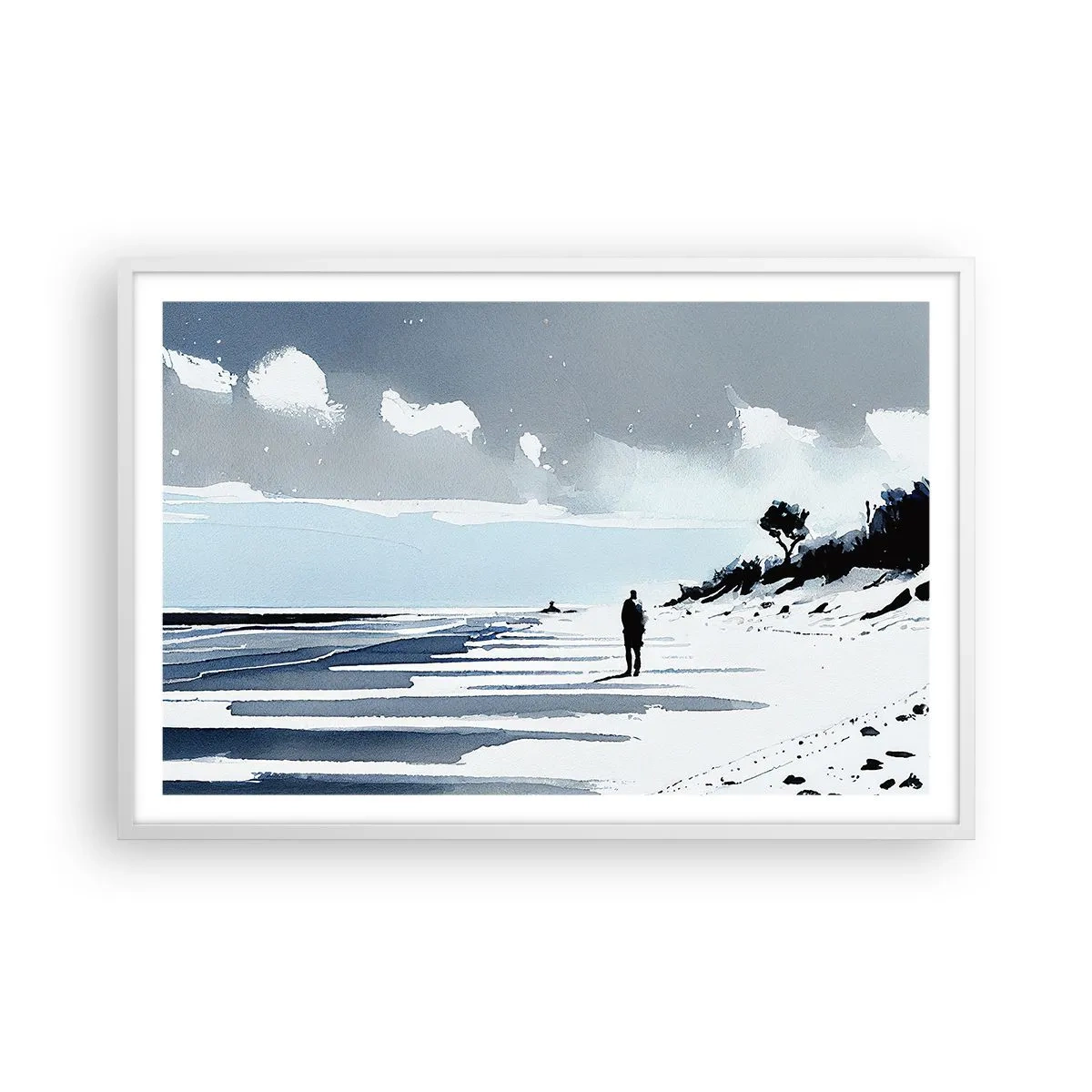 Poster în ramă albă - Singuratic - 91x61 cm