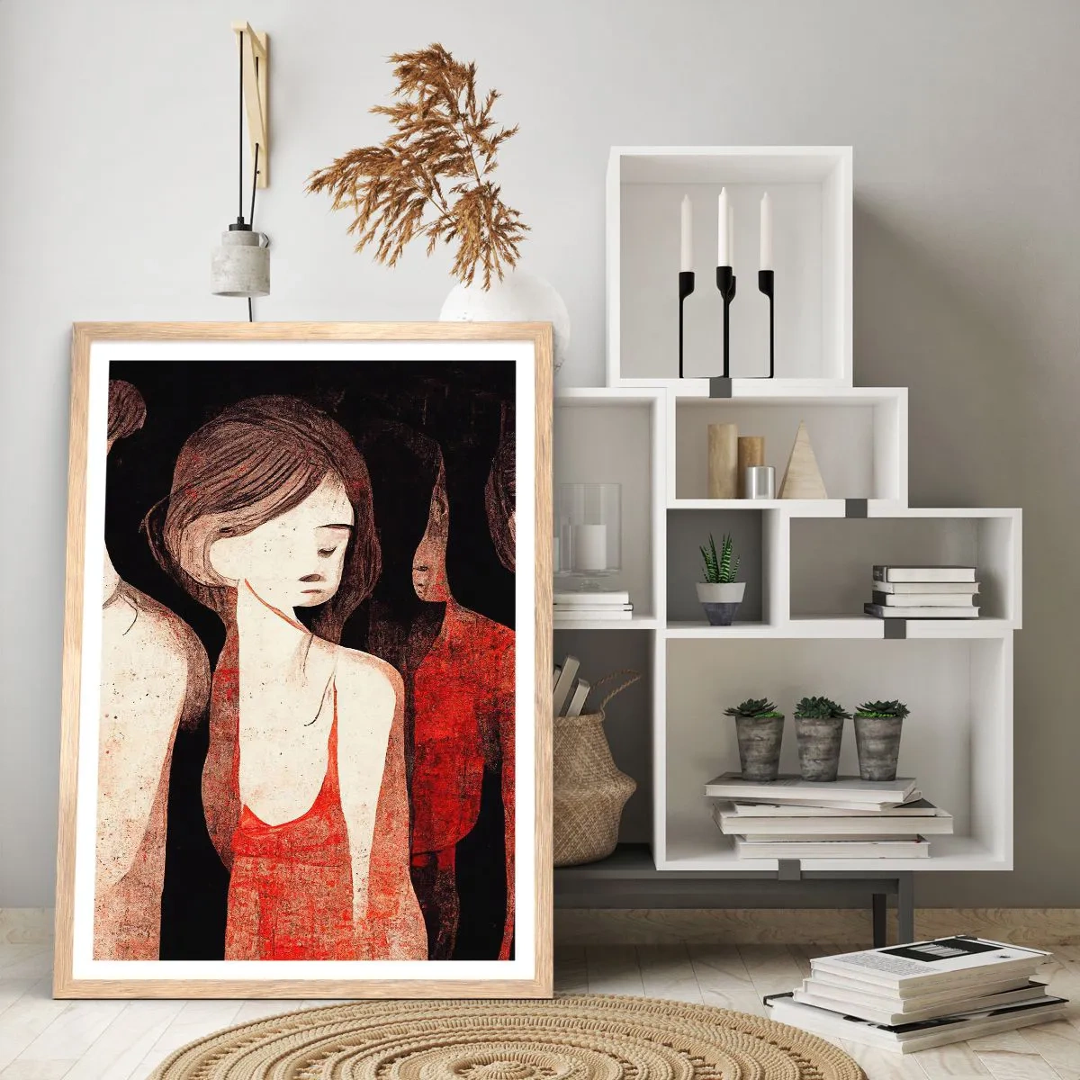 Poster în ramă de stejar deschis - Madonele întunericului - 61x91 cm