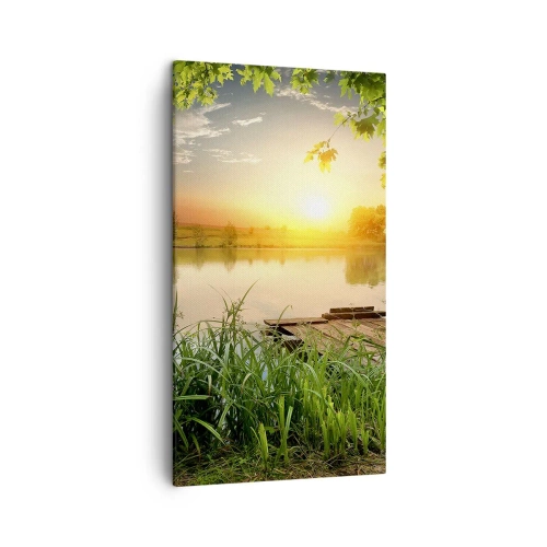 Tablou pe pânză - Peisaj într-un cadru verde - 45x80 cm