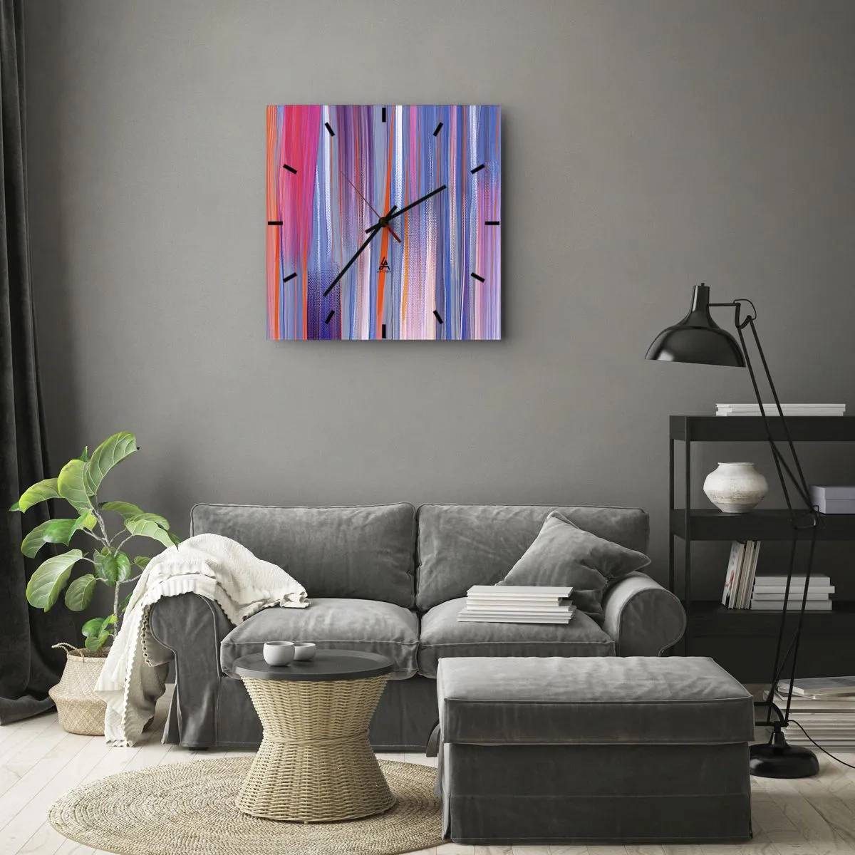 Ceas de perete - Ceas pe sticlă - Să intrăm în curcubeu - 40x40 cm