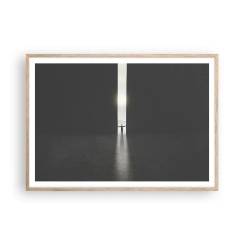 Poster în ramă de stejar deschis - Un pas spre un viitor luminos - 100x70 cm