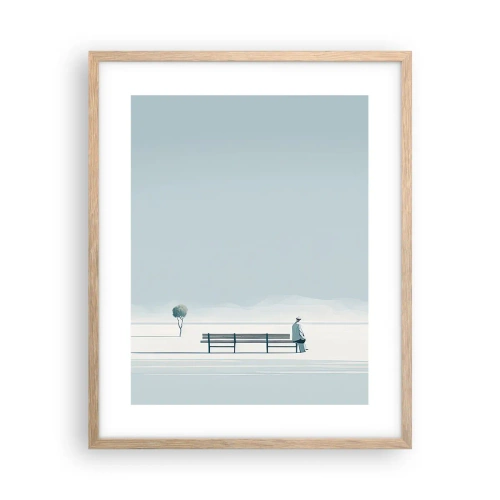 Poster în ramă de stejar deschis - Da, aștept. - 40x50 cm