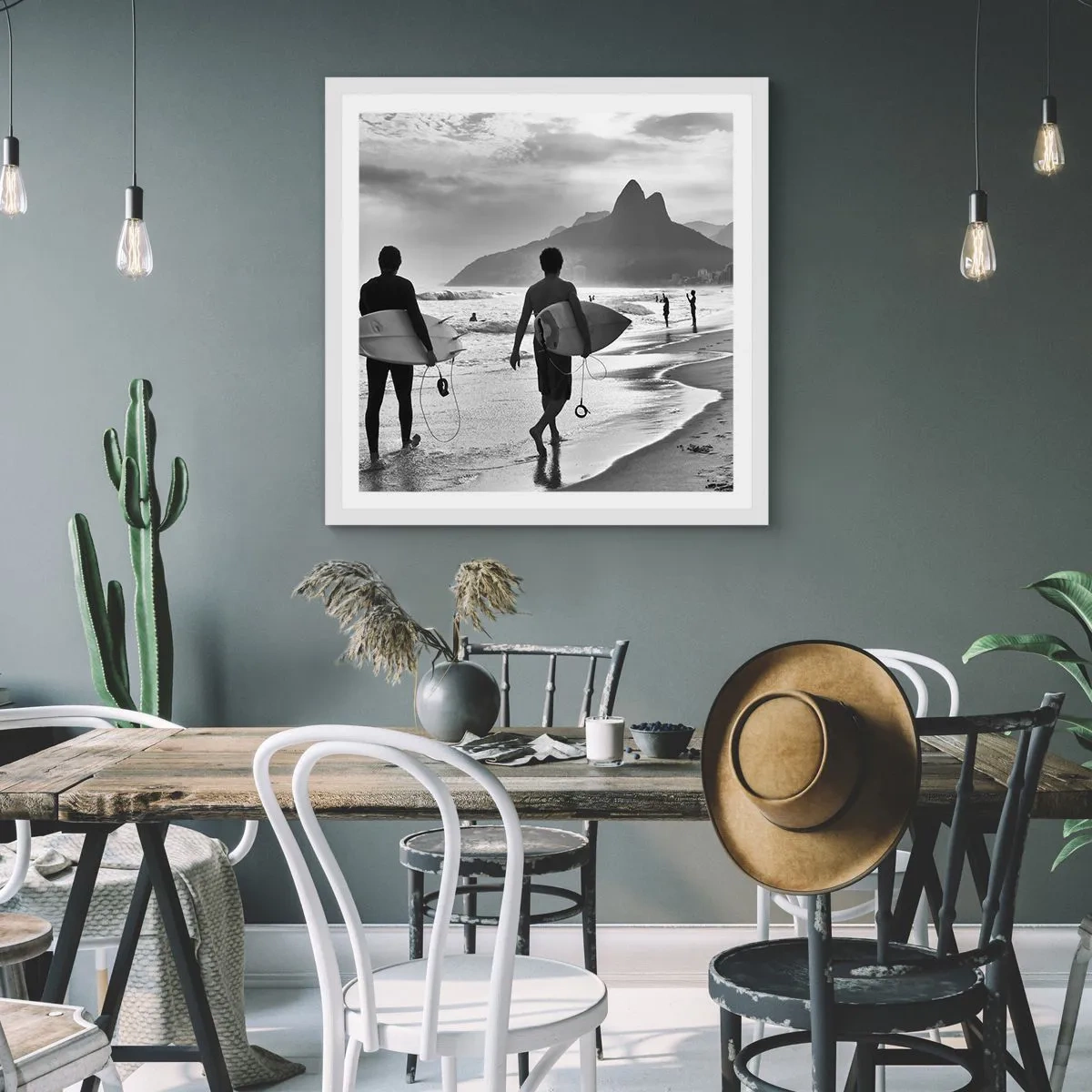 Poster în ramă albă - Samba pentru un val - 50x50 cm