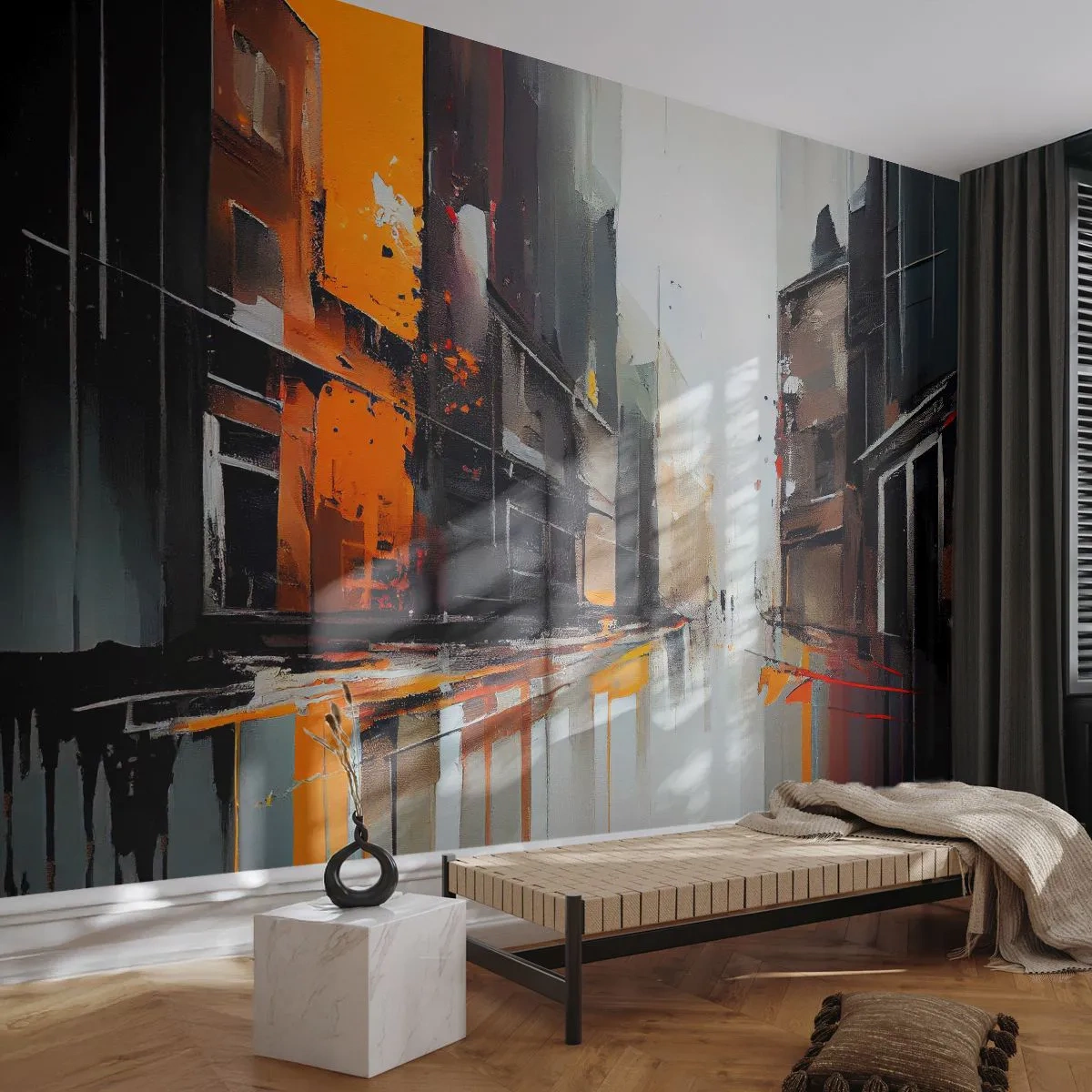 Tapet Standard Eco - O zi ploioasă - Arhitectură, Artă Modernă, Oraș - 200x140 cm