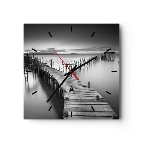 Ceas de perete - Ceas pe sticlă - Liniștea unui țărm uitat - 30x30 cm