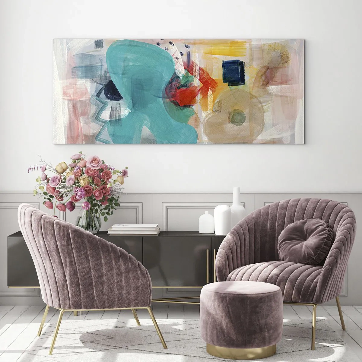 Tablou pe sticlă - Joc plin de culoare - 120x50 cm