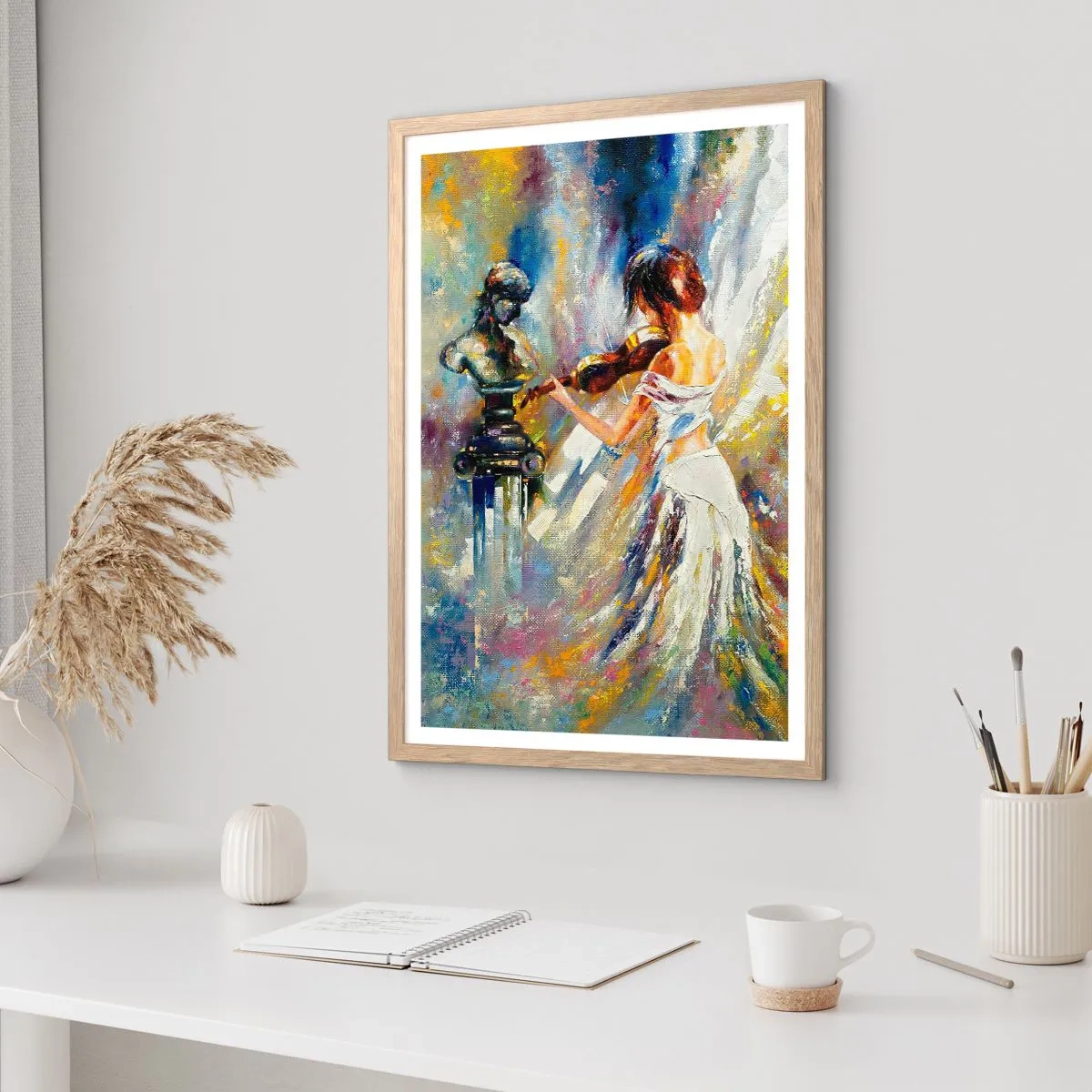 Poster în ramă de stejar deschis - Revigorați de sentimente - 30x40 cm