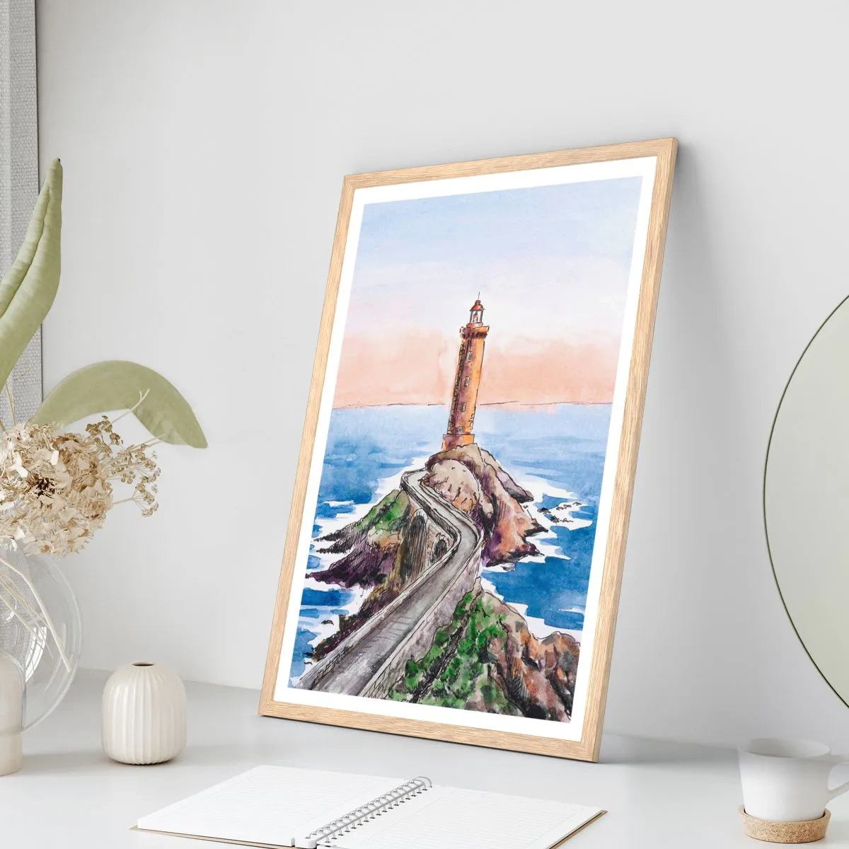 Poster în ramă de stejar deschis - Cu fața la mare - 30x40 cm