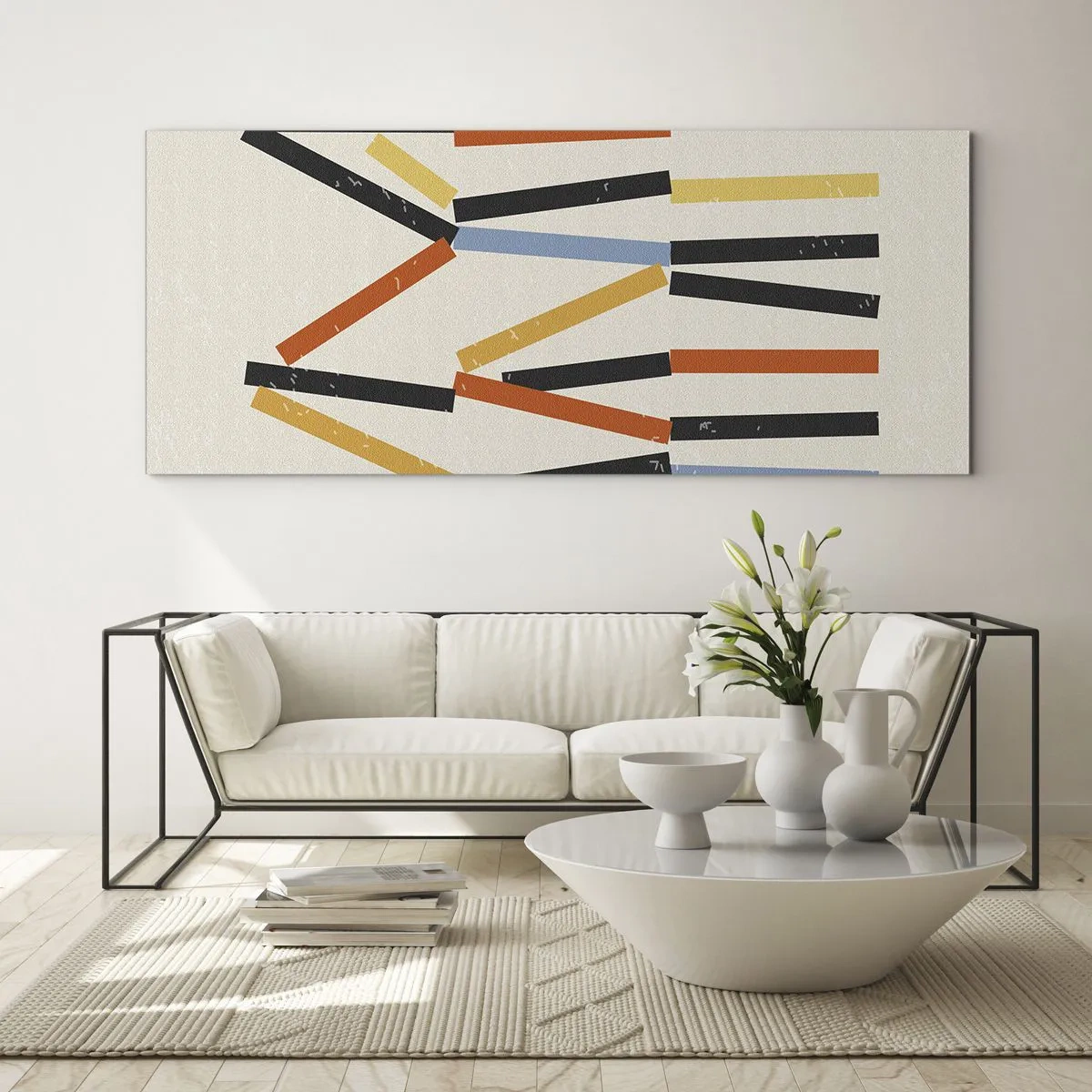 Tablou pe sticlă - Compoziție la nivel - 140x50 cm