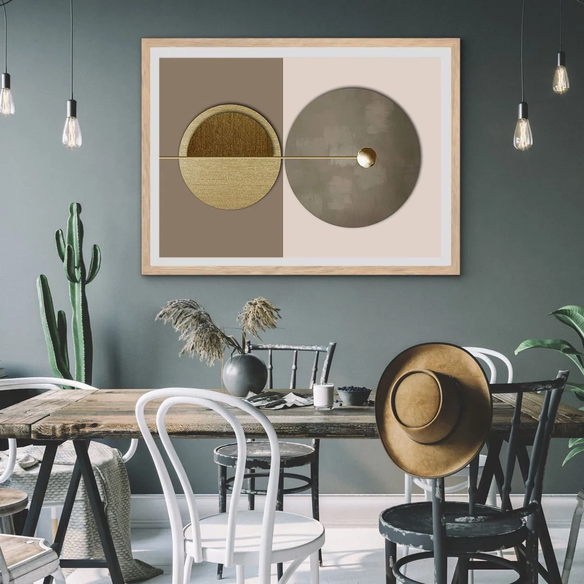 Poster în ramă de stejar deschis - Echilibru perfect - 100x70 cm