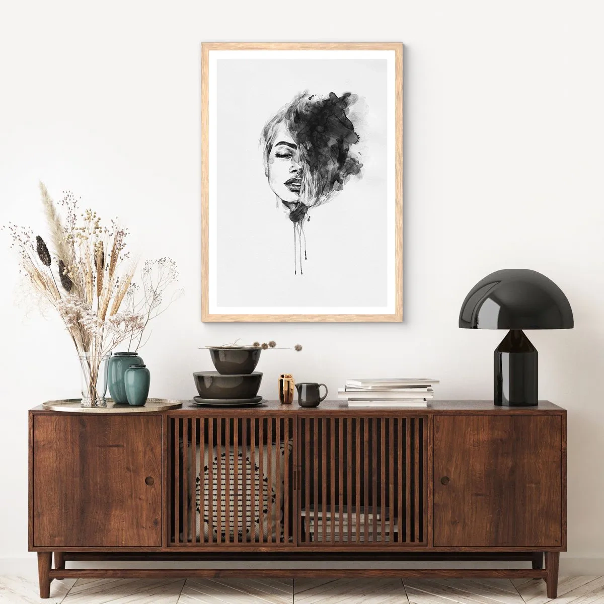 Poster în ramă de stejar deschis - La ce visează frumoasa - 40x50 cm