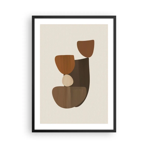 Poster în ramă neagră - Compoziție abstractă în nuanțe de maro - 50x70cm - Compoziție în bronz - Decorațiune modernă pentru perete pentru living și dormitor ARTTOR