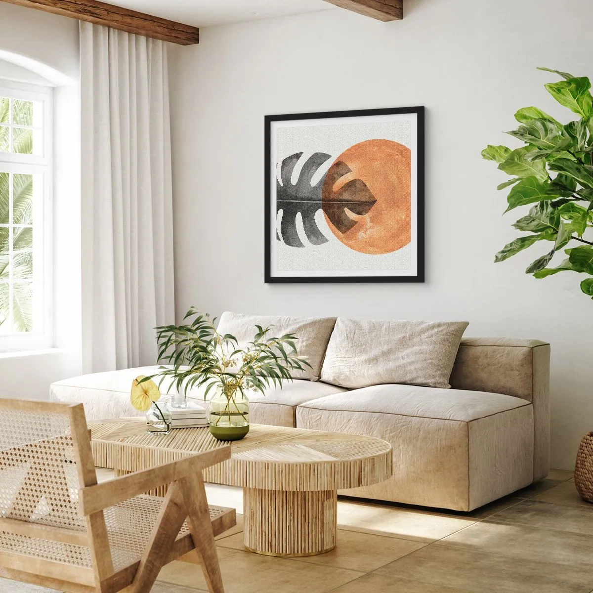 Poster în ramă neagră - Doar soarele - 60x60 cm